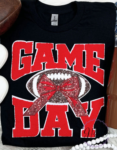 Game Day Bow Red Football