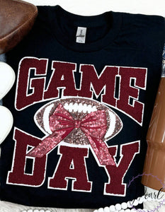 Game Day Bow Maroon Football